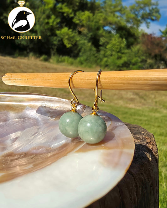Ohrringe mit grüner Jade - vergoldetes 925 Silber