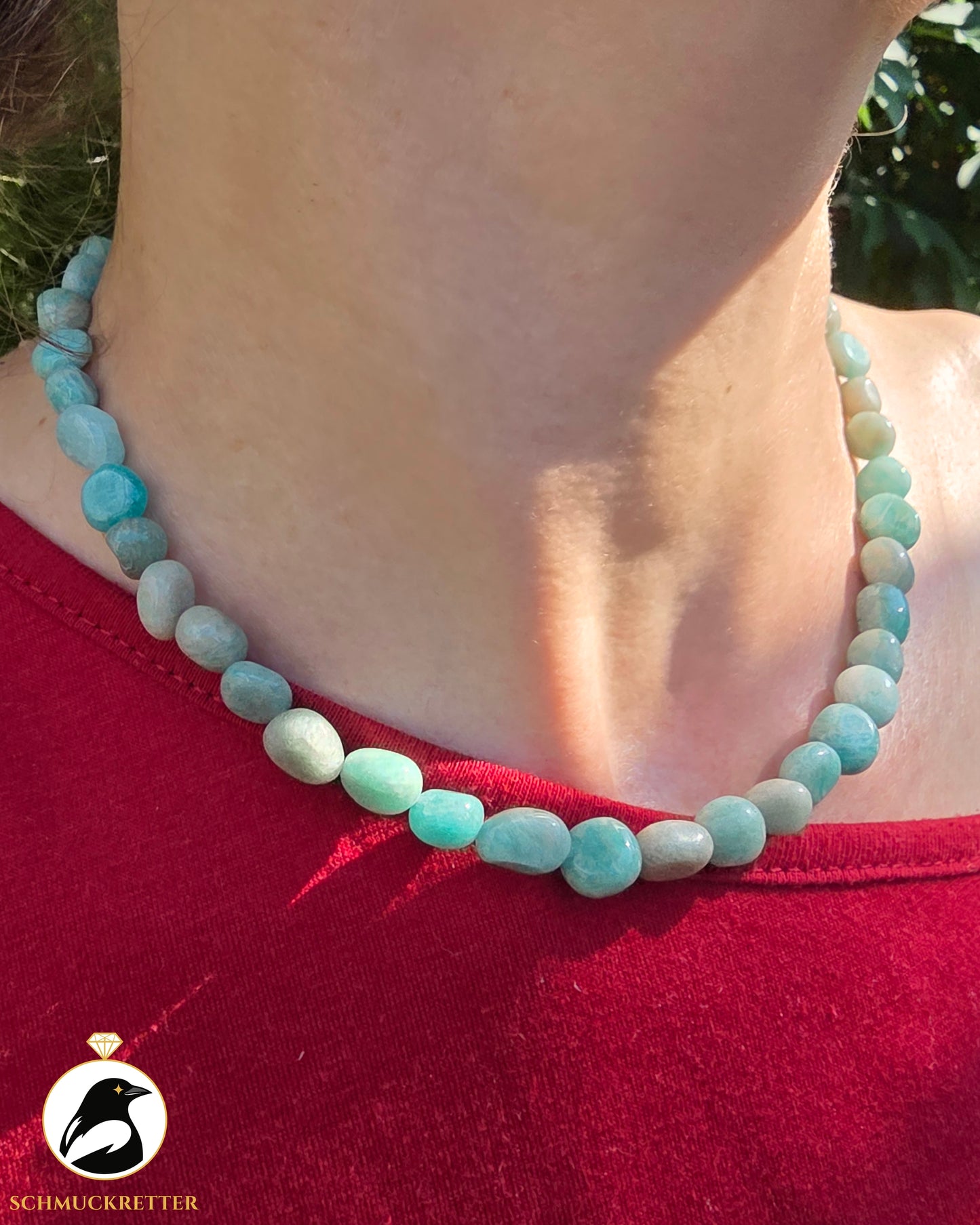 Amazonit Kette mit 925 Silber Verschluss