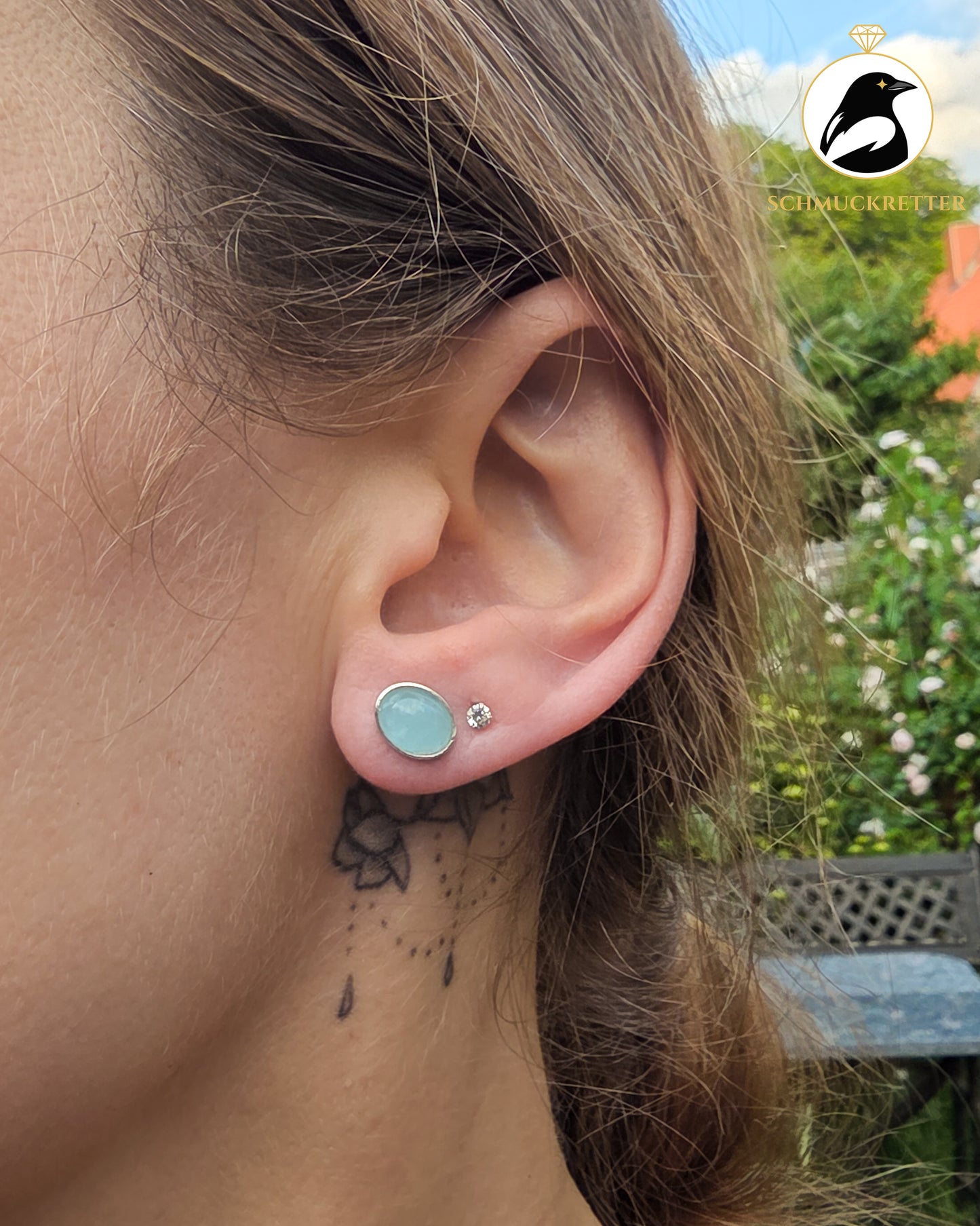 Aquamarin Ohrstecker in 925 Silber