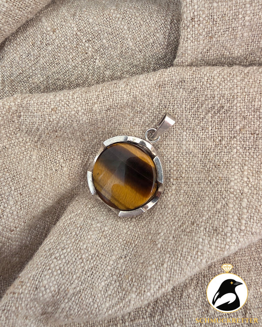 Modernistischer 835 Silber Anhänger mit Tigerauge