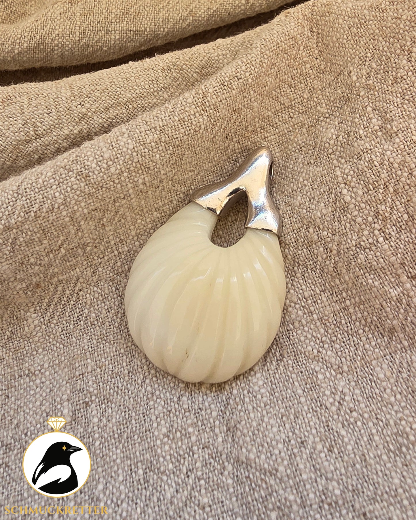 Großer Anhänger aus 925 Silber mit Bein / Knochen