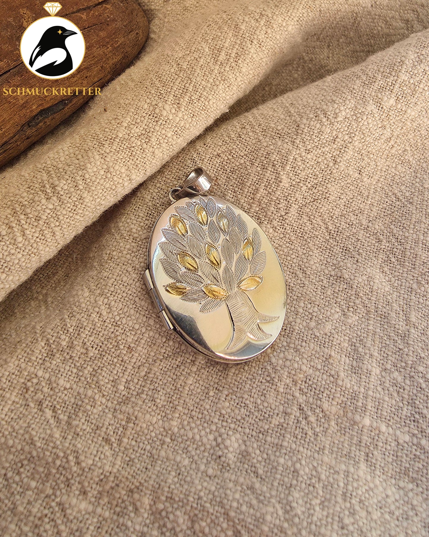 Medaillon-Anhänger aus 925 Silber mit Lebensbaum-Motiv