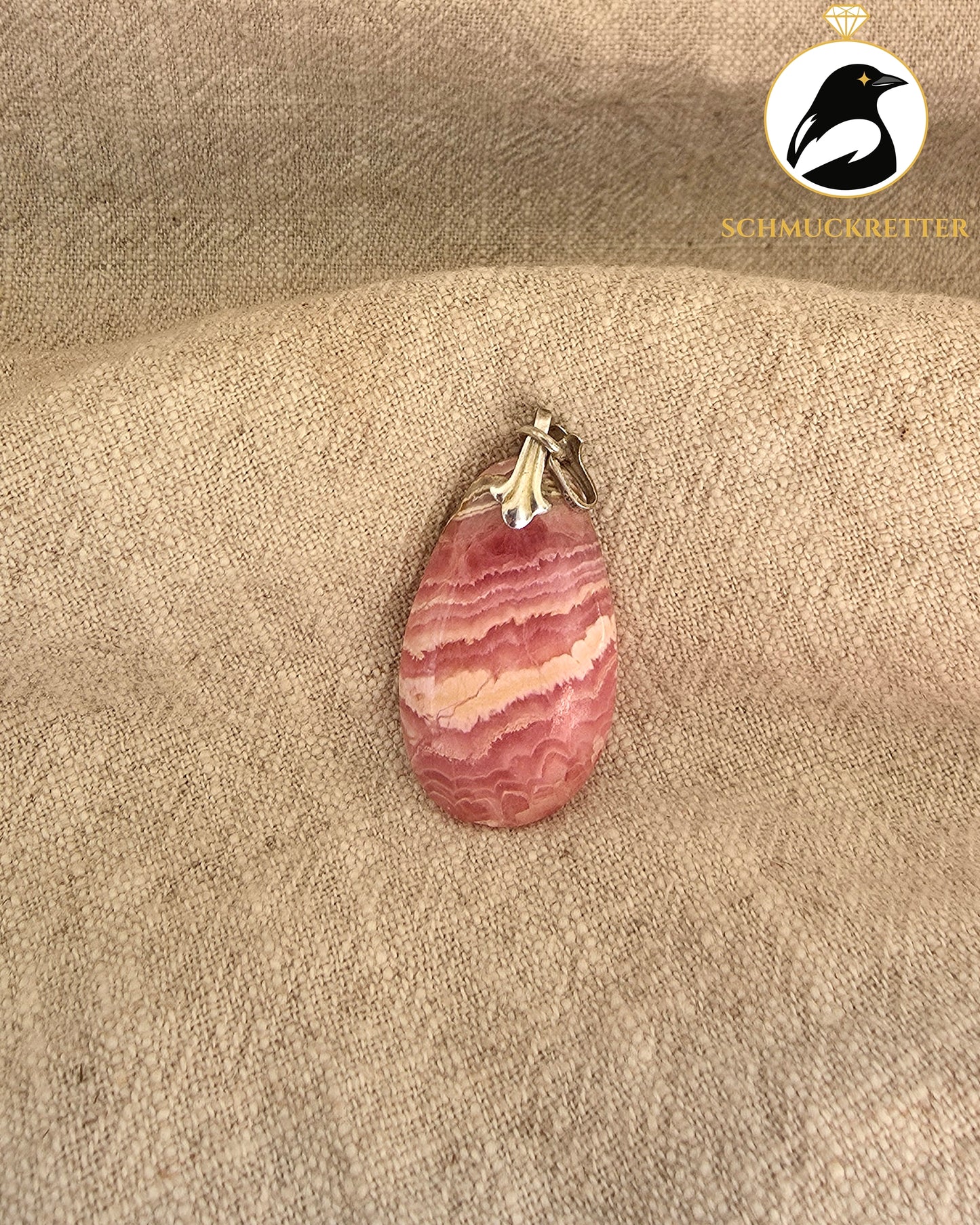 Rhodochrosit-Anhänger mit 835 Silber Öse