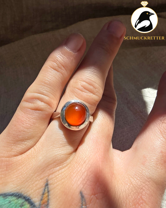 Ring mit Karneol aus 925 Silber, verstellbar