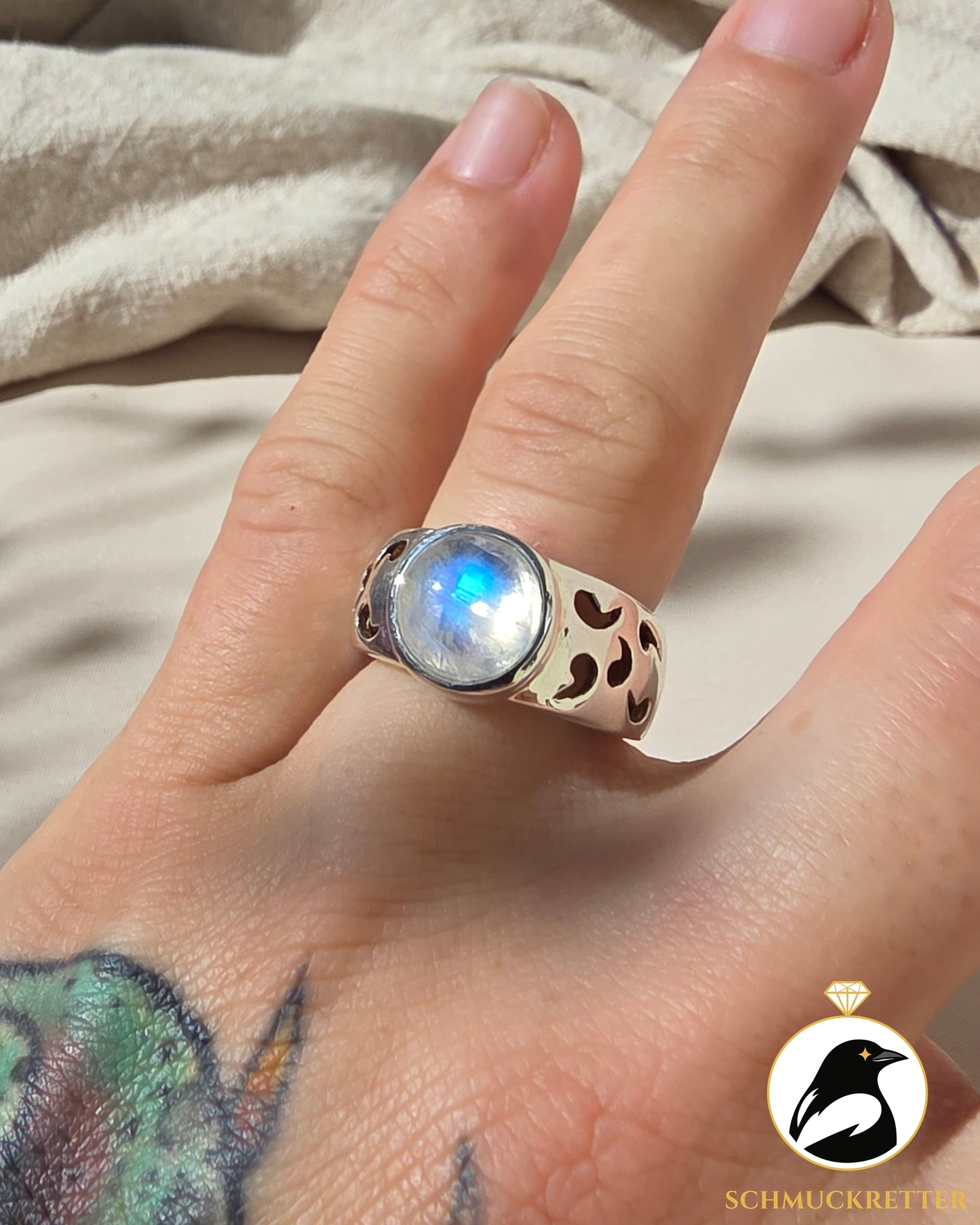 925 Silber Ring mit Mondstein von La Luna, Gr. 57