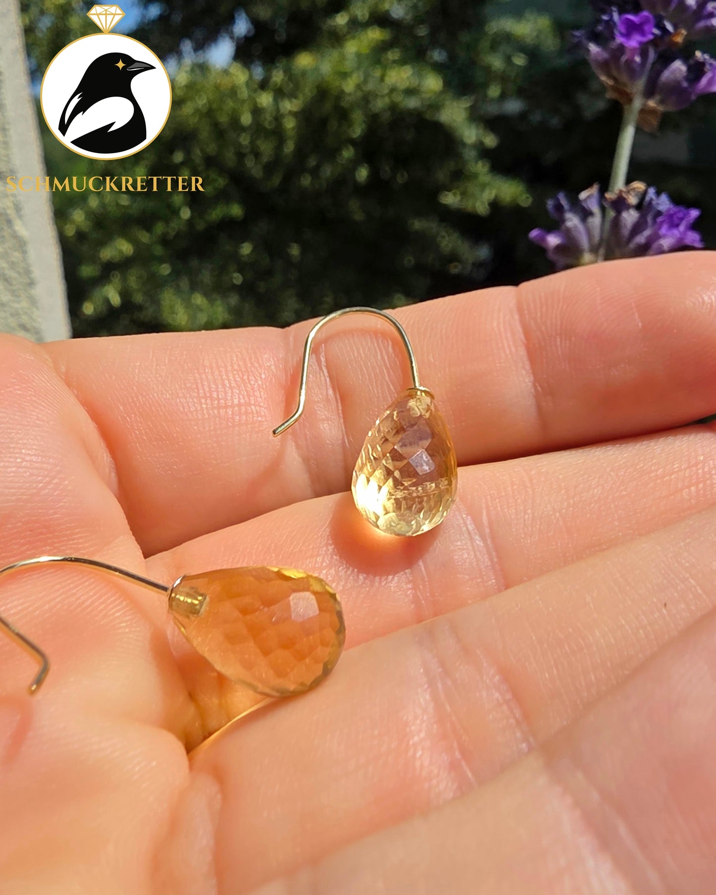 Facettierte Citrin Ohrringe - 585 Gold