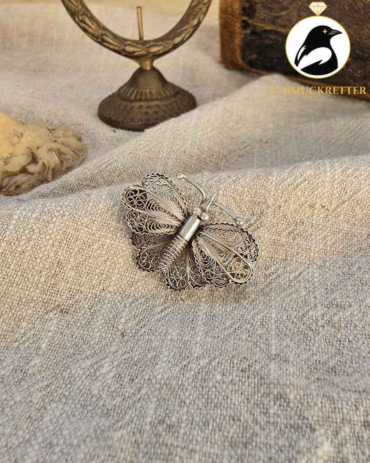 800 Silber Filigranbrosche – Schmetterling