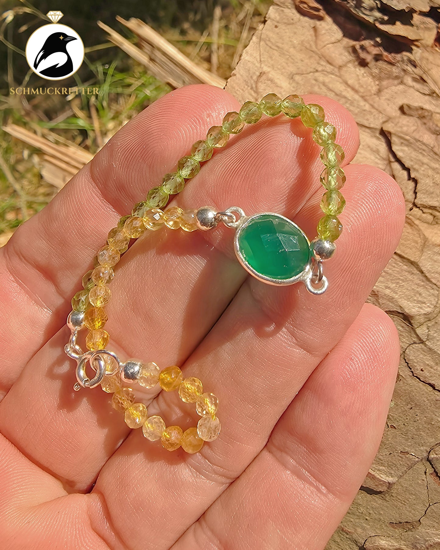 Armband | Jemenchamäleon | Peridot, Citrin & Grüner Achat