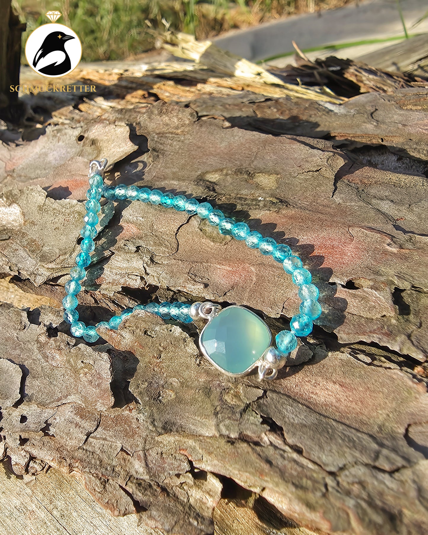 Armband | Blauer Floridakrebs | Blautopas & Chalcedon