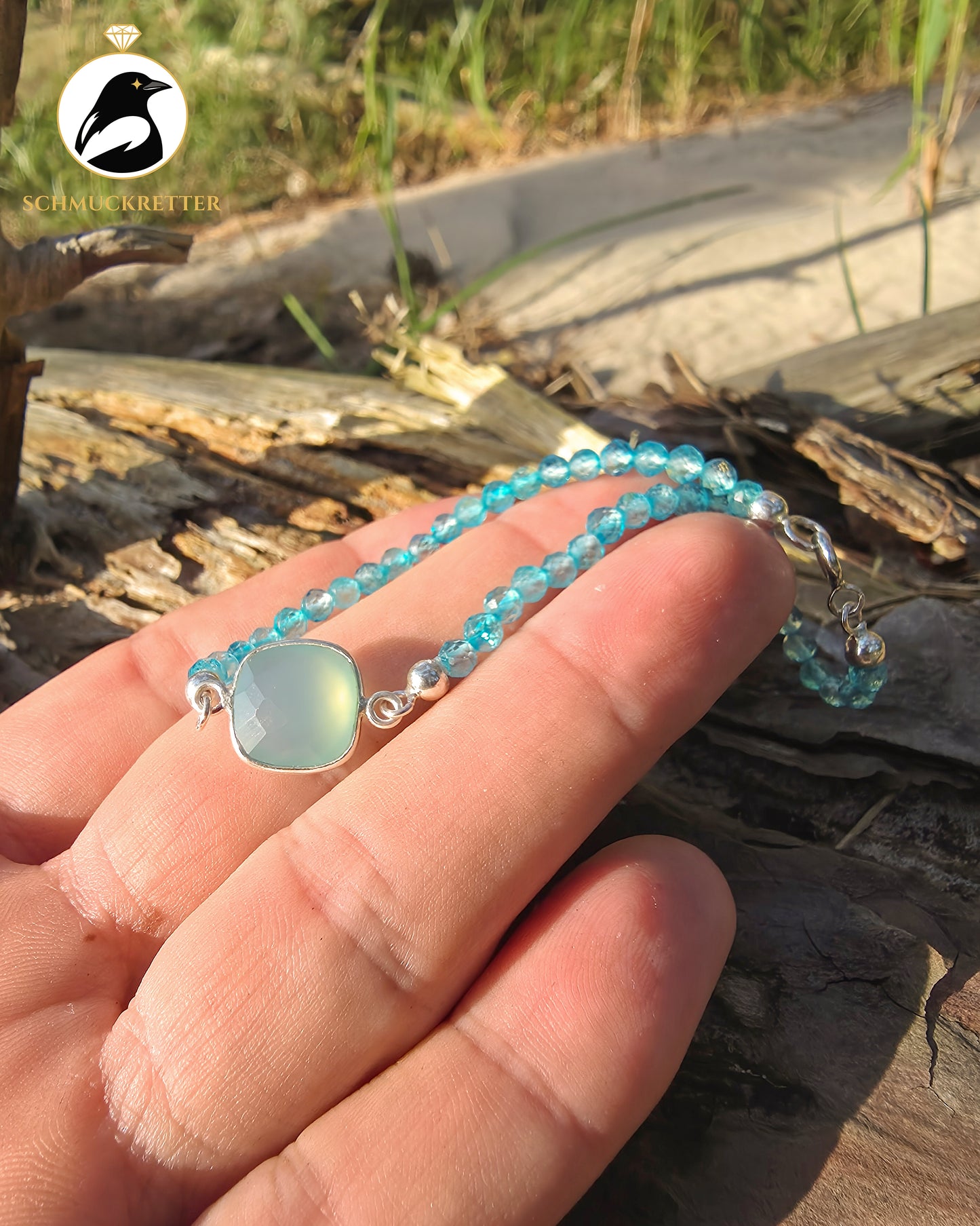 Armband | Blauer Floridakrebs | Blautopas & Chalcedon