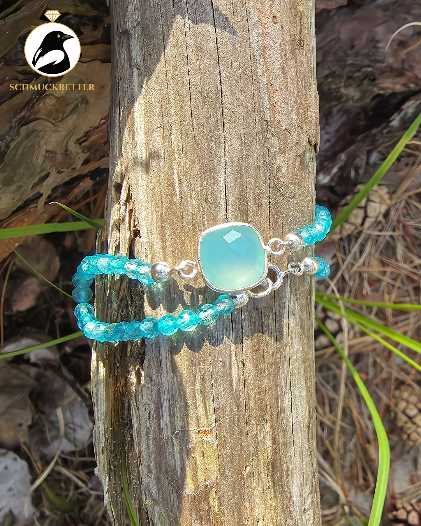 Armband | Blauer Floridakrebs | Blautopas & Chalcedon