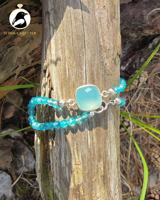 Armband | Blauer Floridakrebs | Blautopas & Chalcedon
