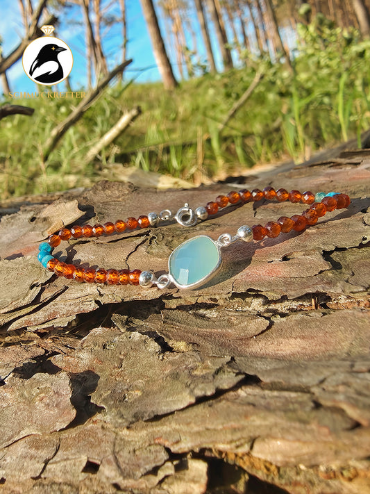 Armband | Eisvogel I | Chalcedon, Hessonit & Apatit