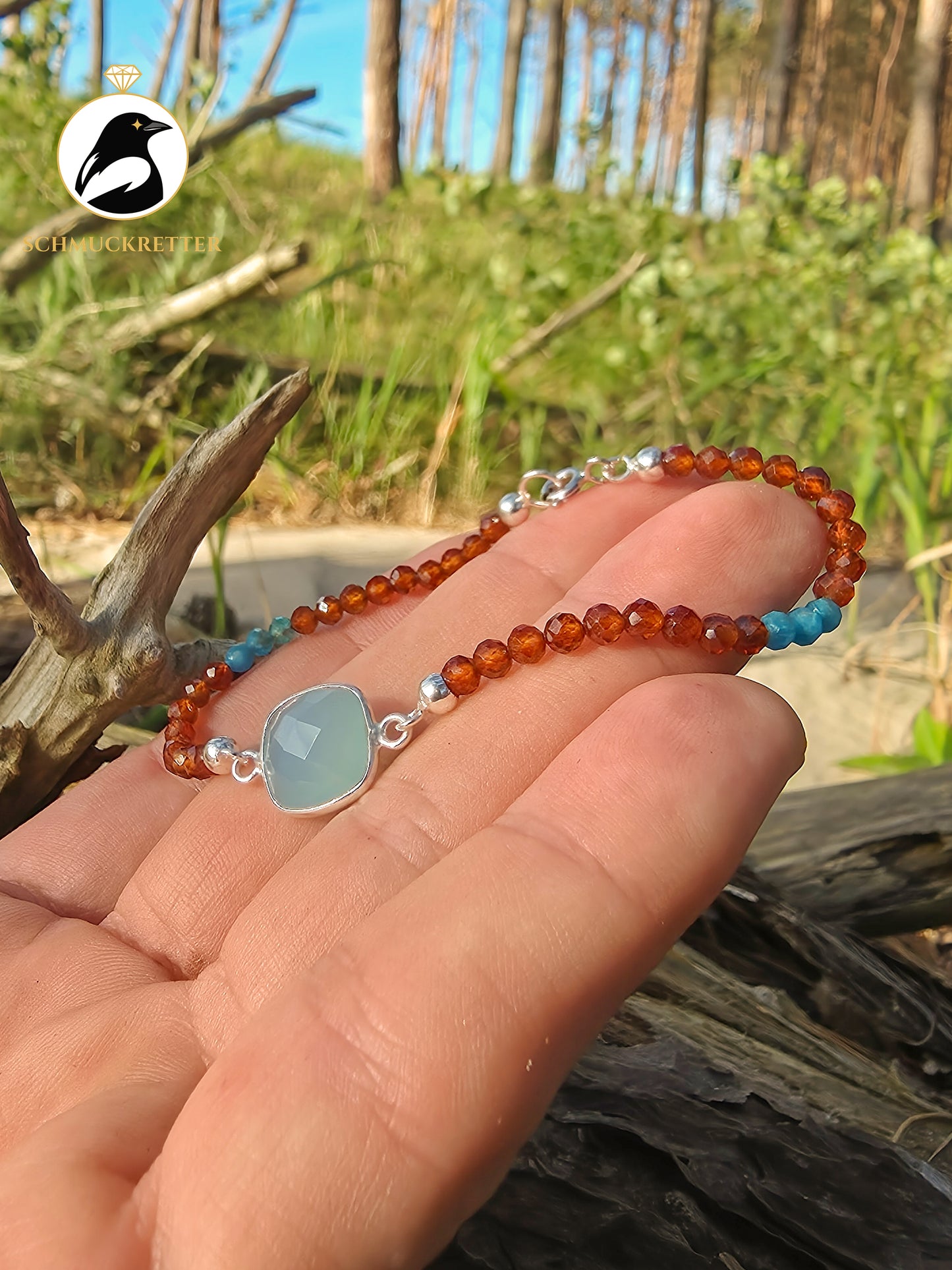 Armband | Eisvogel I | Chalcedon, Hessonit & Apatit
