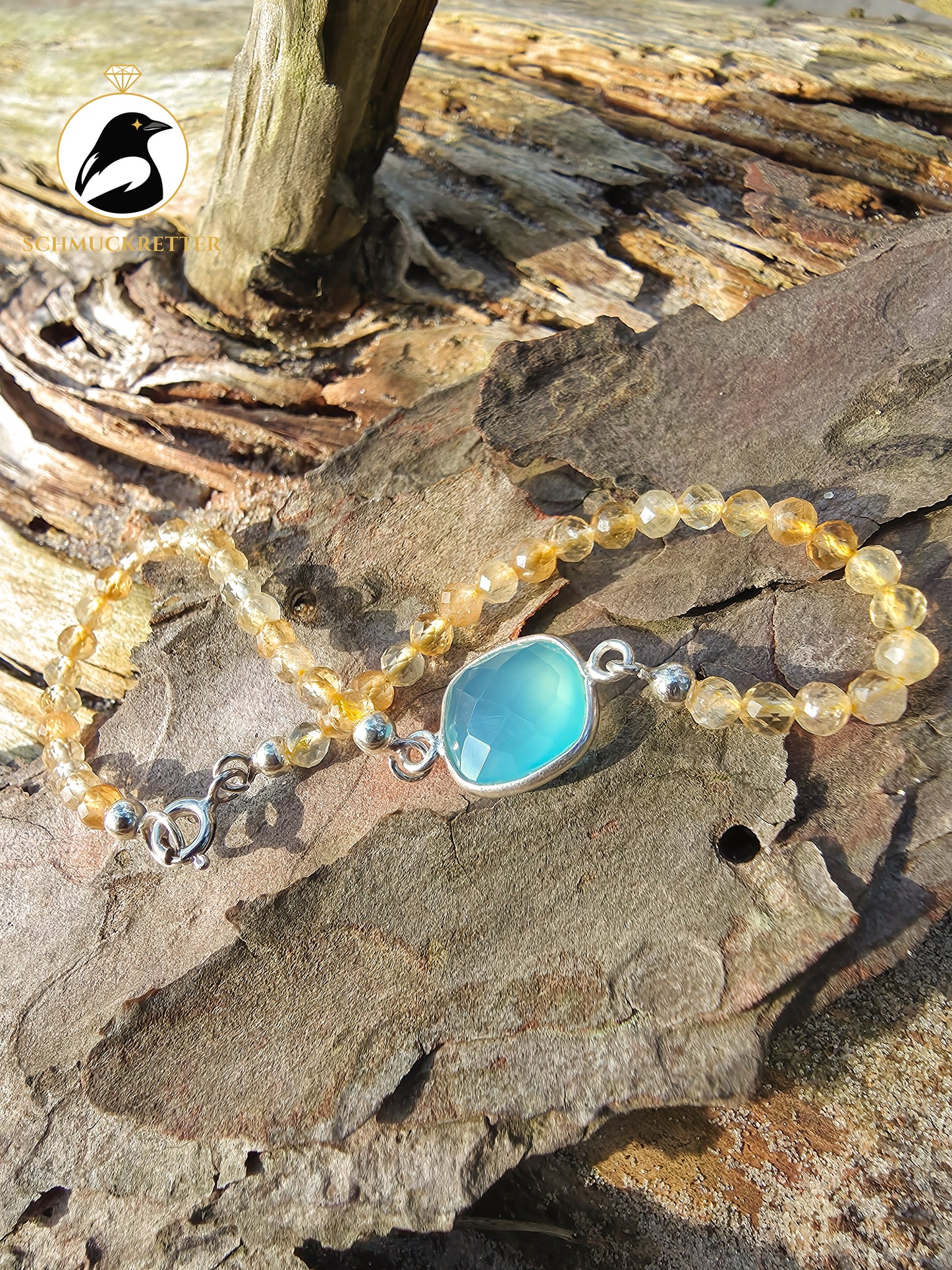 Armband | Wellensittich | Citrin& hellblauer Chalcedon