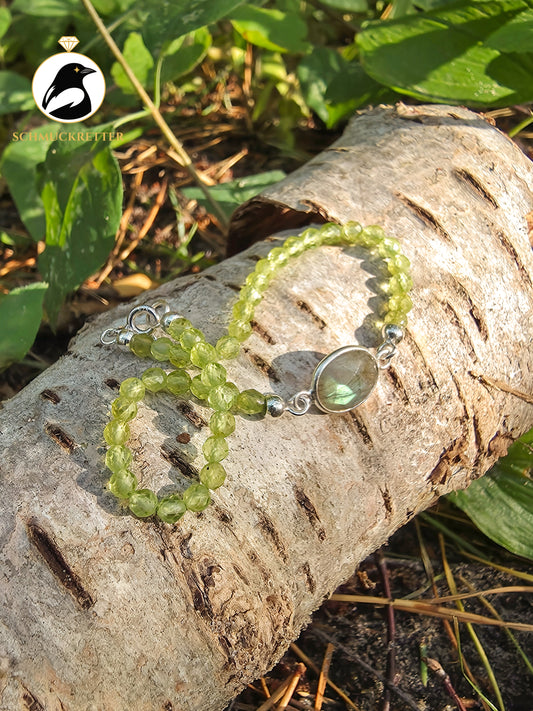 Armband | Zauneidechse | Peridot & Labradorit