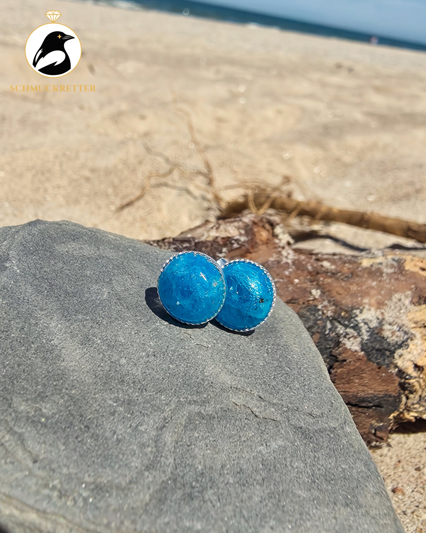Runde Apatit Ohrstecker - gefasst in 925 Silber
