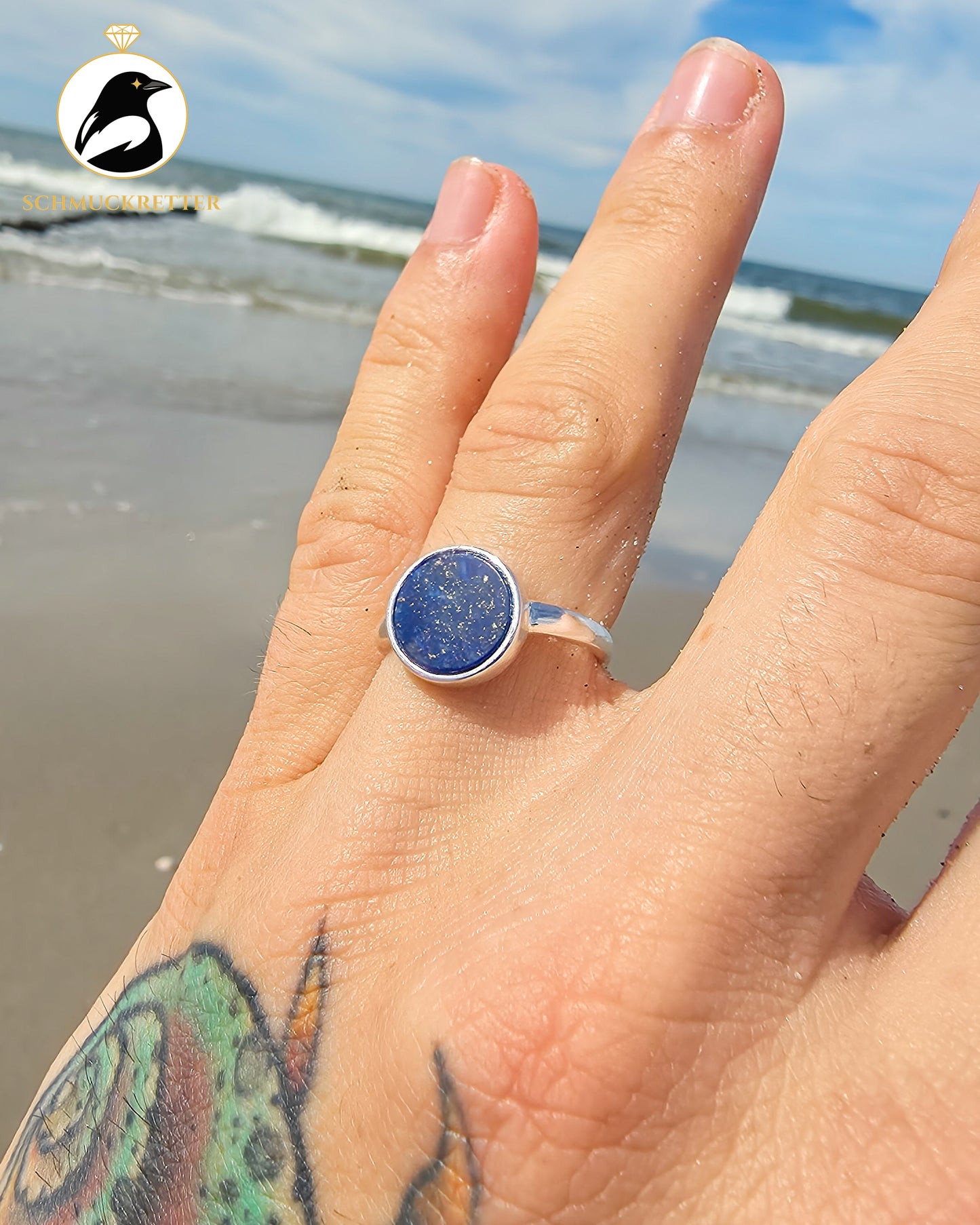 Lapislazuli Ring aus 925 Silber, verstellbar