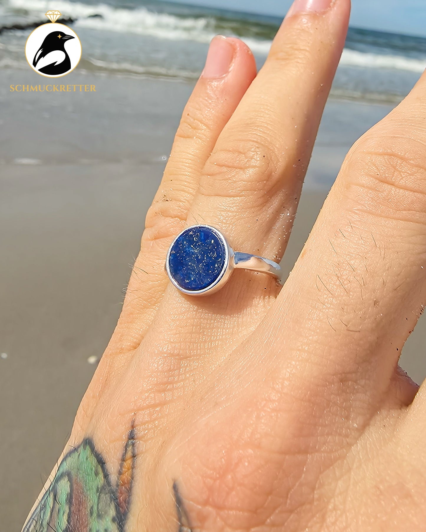 Lapislazuli Ring aus 925 Silber, verstellbar