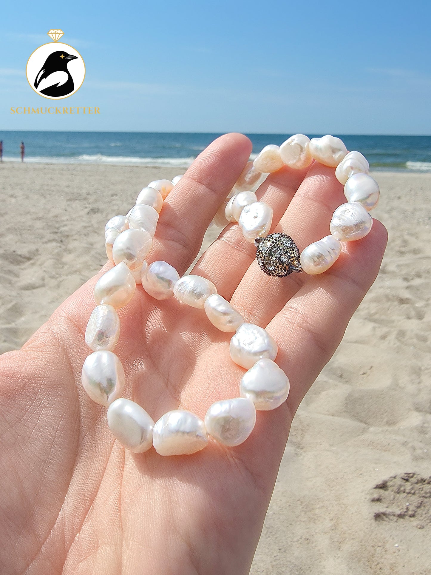 Set: Kette und Armband aus Süßwasserperlen mit Magnetverschluss