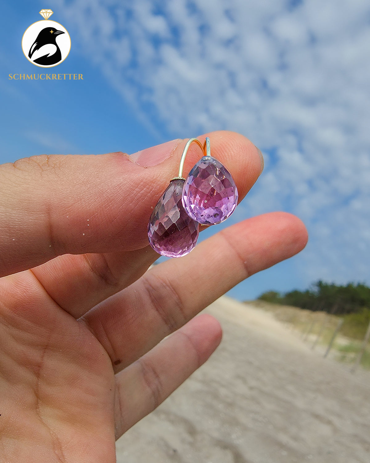 Facettierte Amethyst Ohrringe - 585 Gold