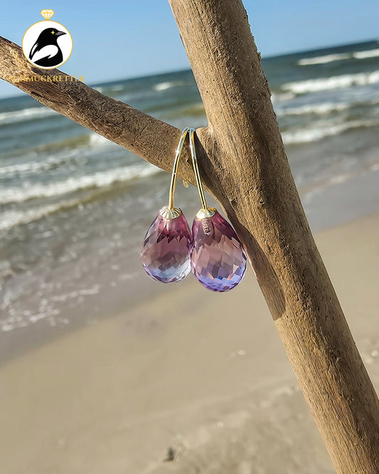 Facettierte Amethyst Ohrringe - 585 Gold