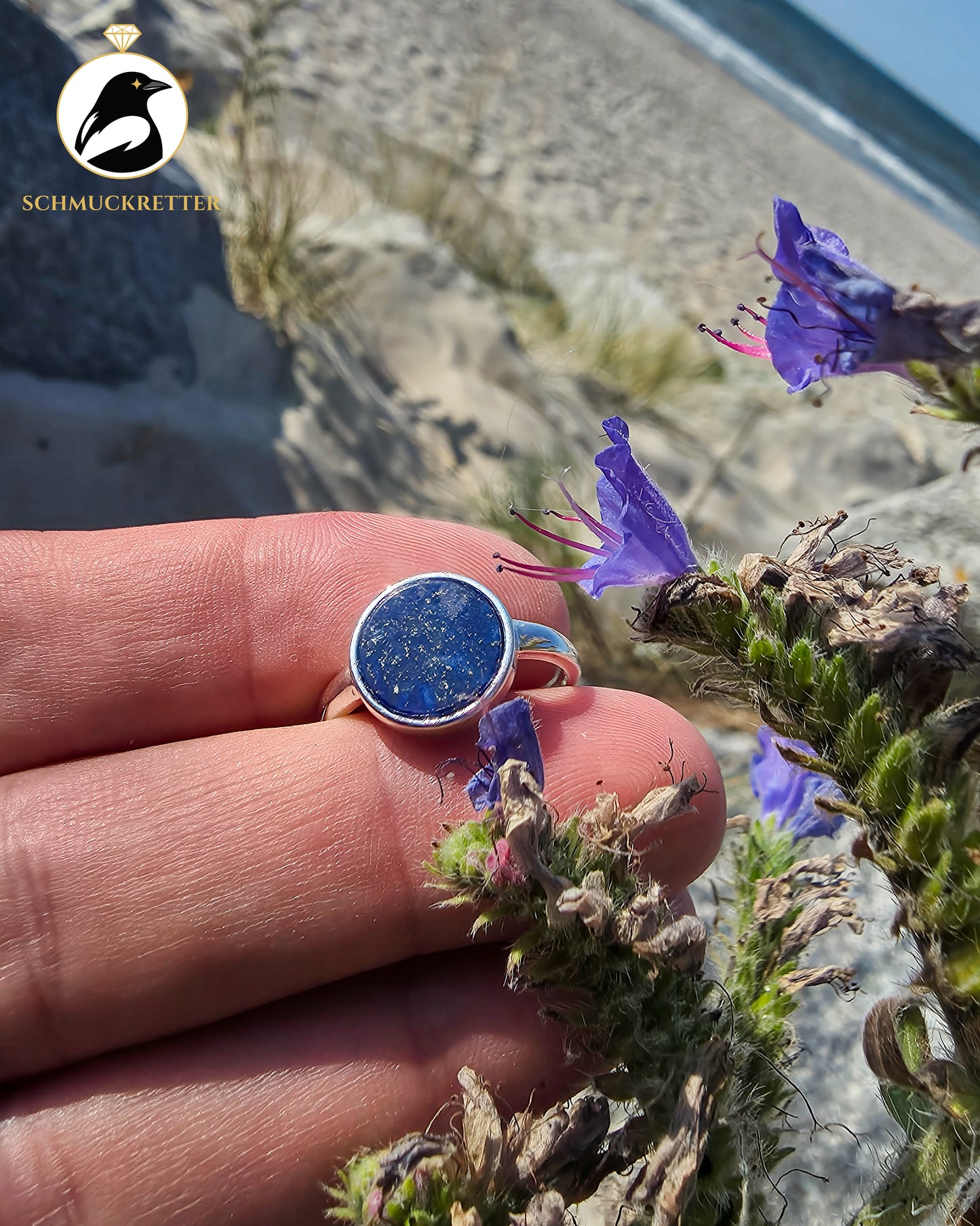 Lapislazuli Ring aus 925 Silber, verstellbar