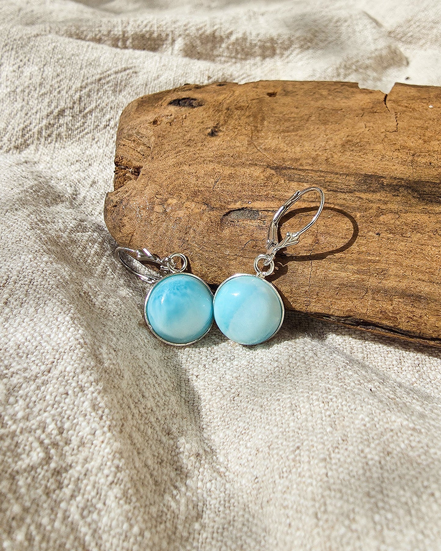 Karibischer Himmel – 925 Silber Ohrringe mit Larimar