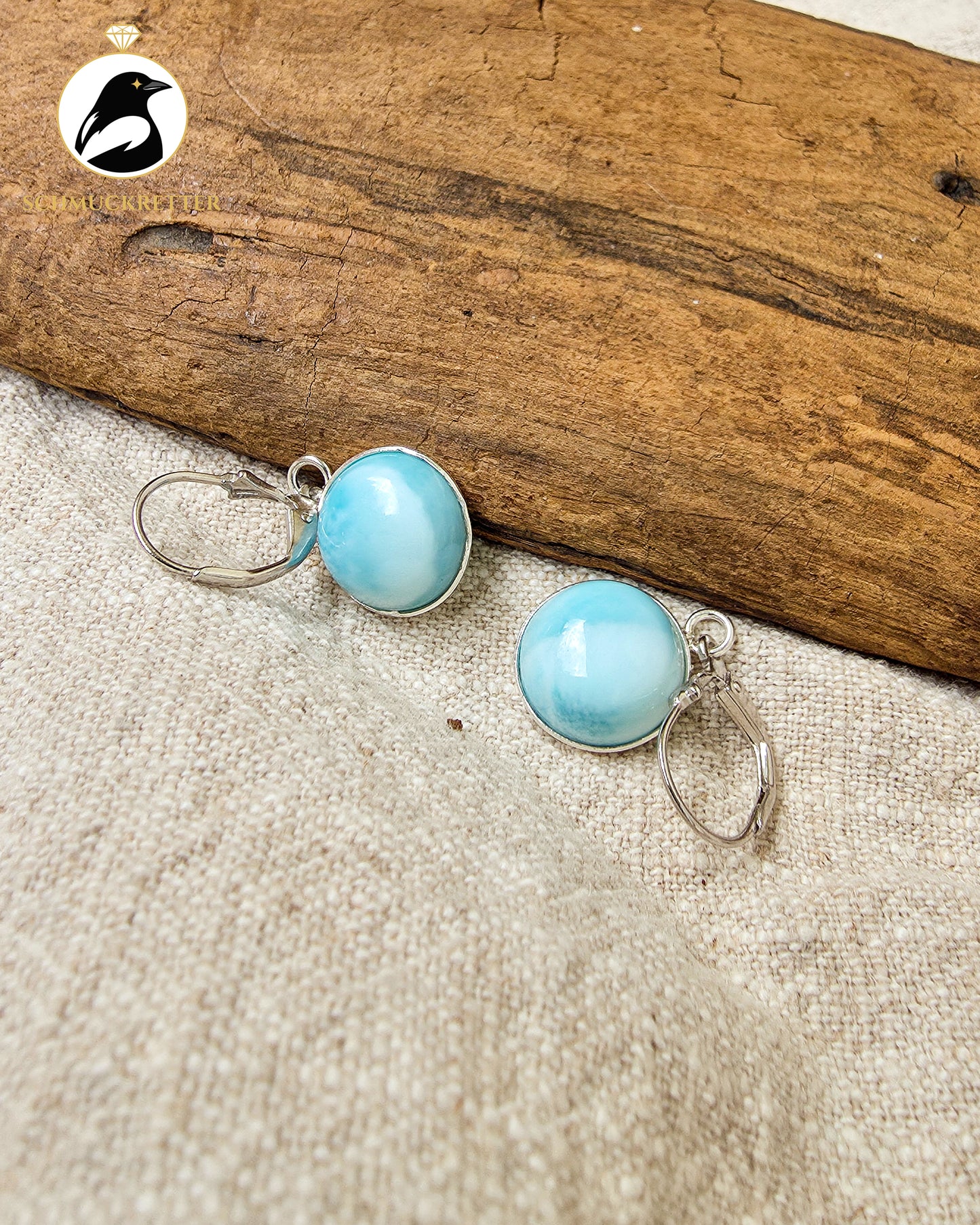 Karibischer Himmel – 925 Silber Ohrringe mit Larimar