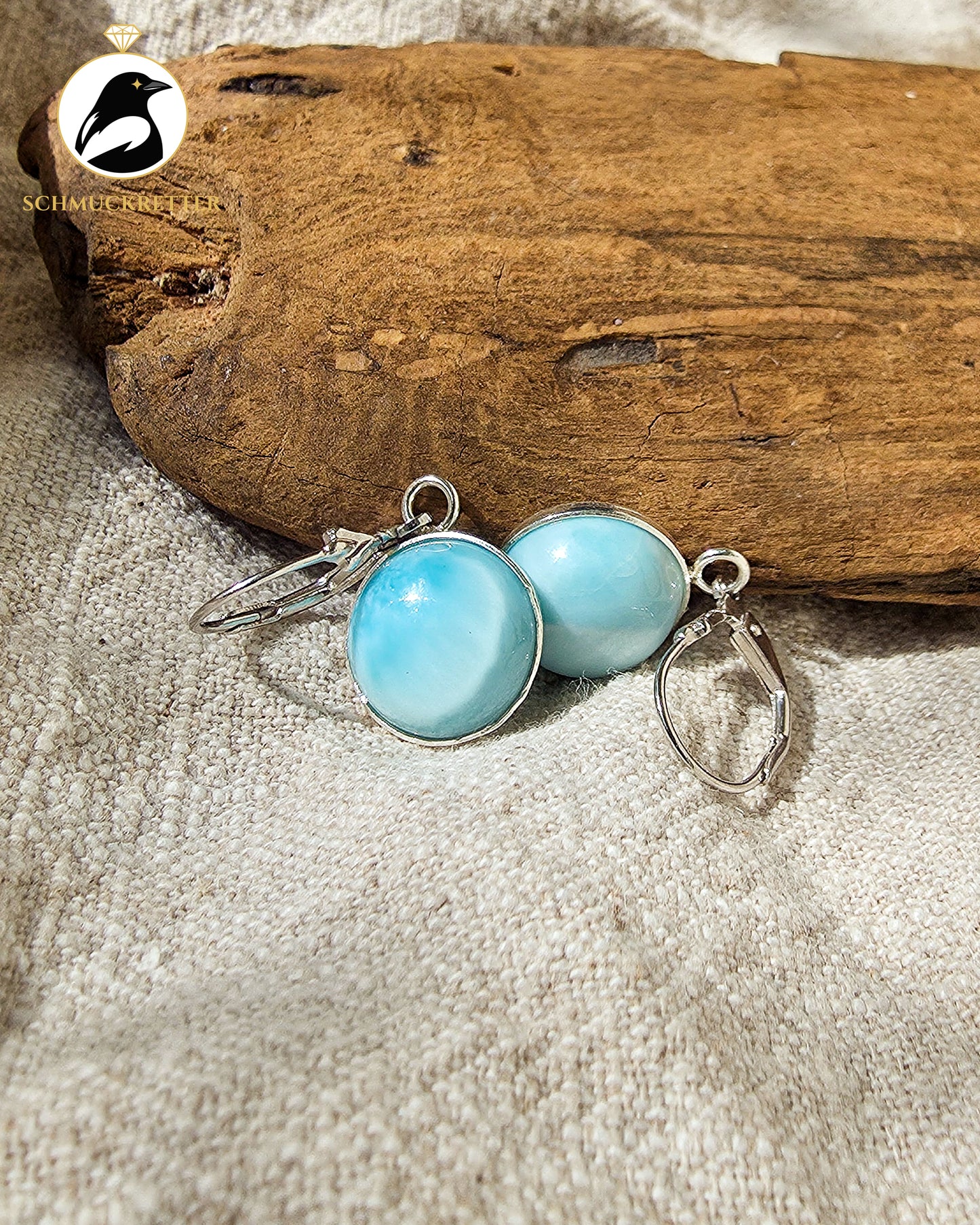 Karibischer Himmel – 925 Silber Ohrringe mit Larimar