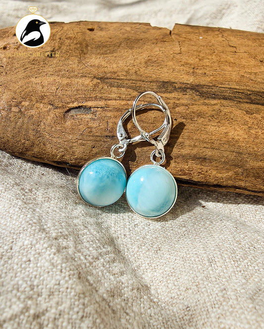 Karibischer Himmel – 925 Silber Ohrringe mit Larimar