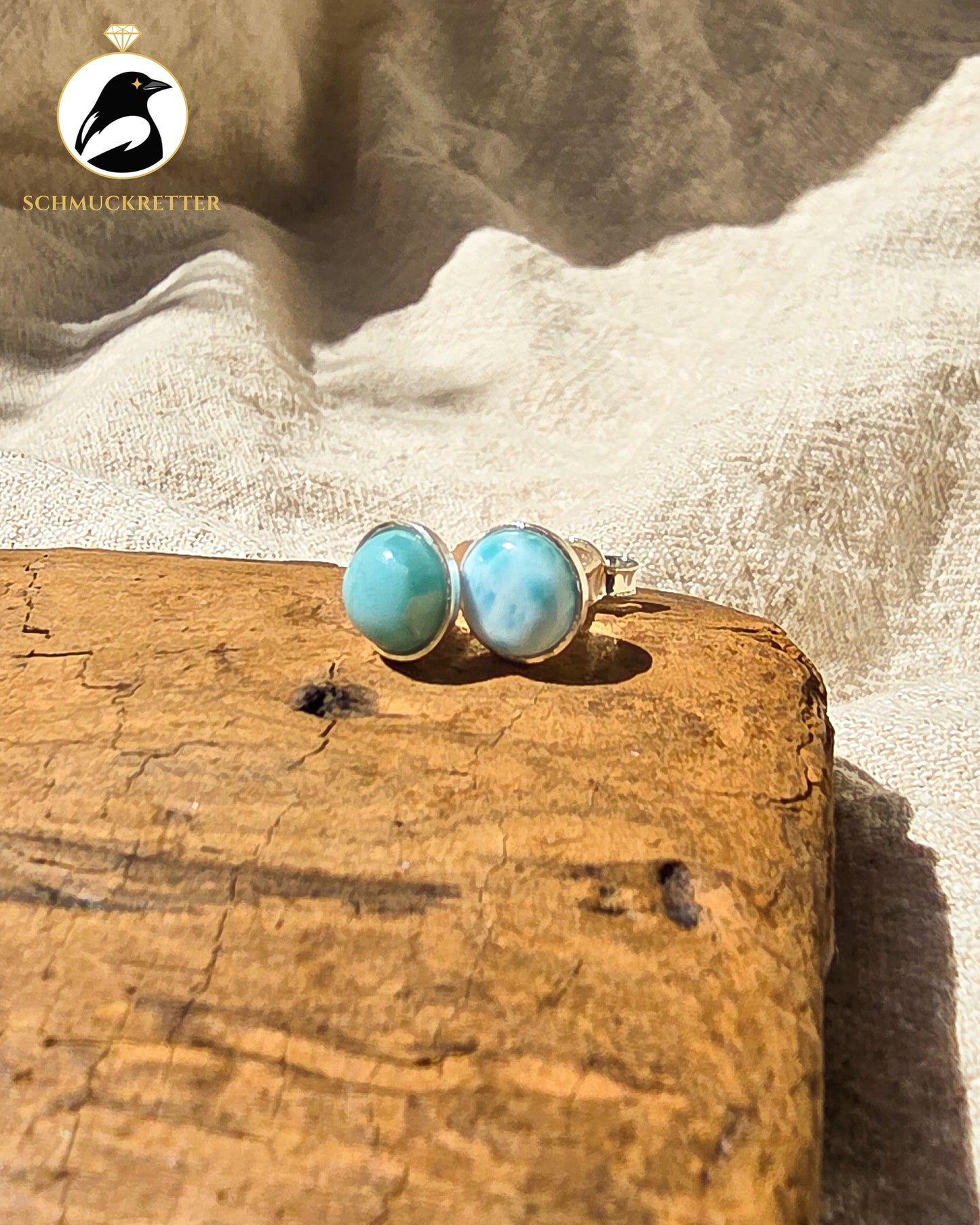 Larimar-Ohrstecker aus 925 Silber