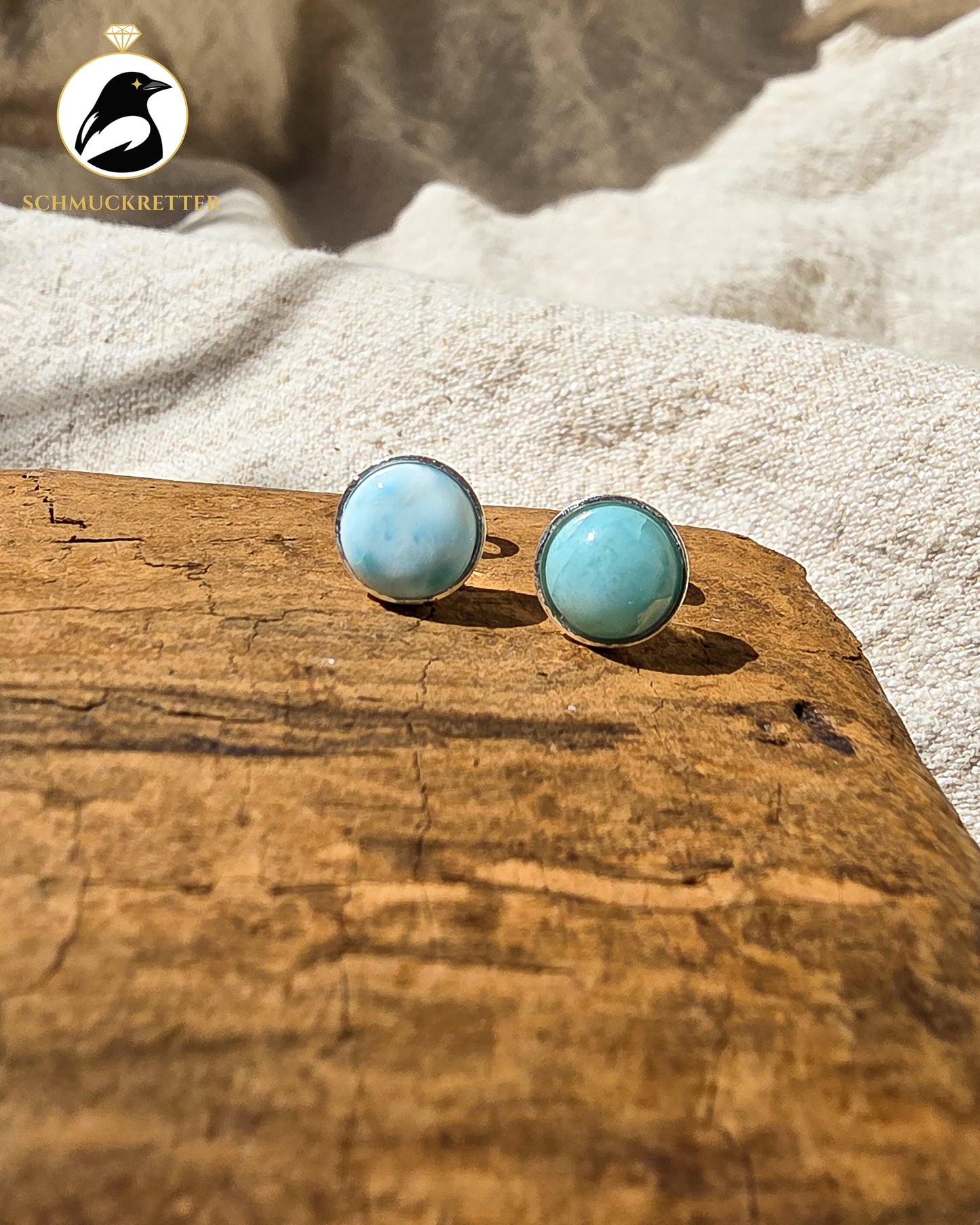 Larimar-Ohrstecker aus 925 Silber