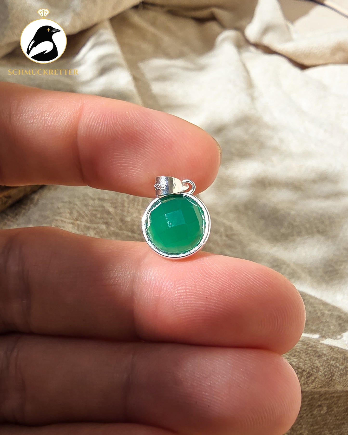 Grüner Onyx-Anhänger aus 925 Silber