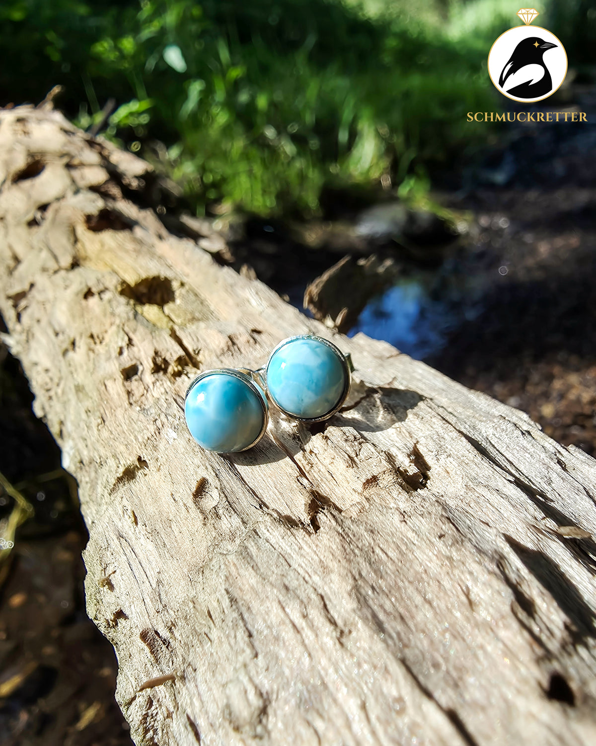 Larimar-Ohrstecker aus 925 Silber