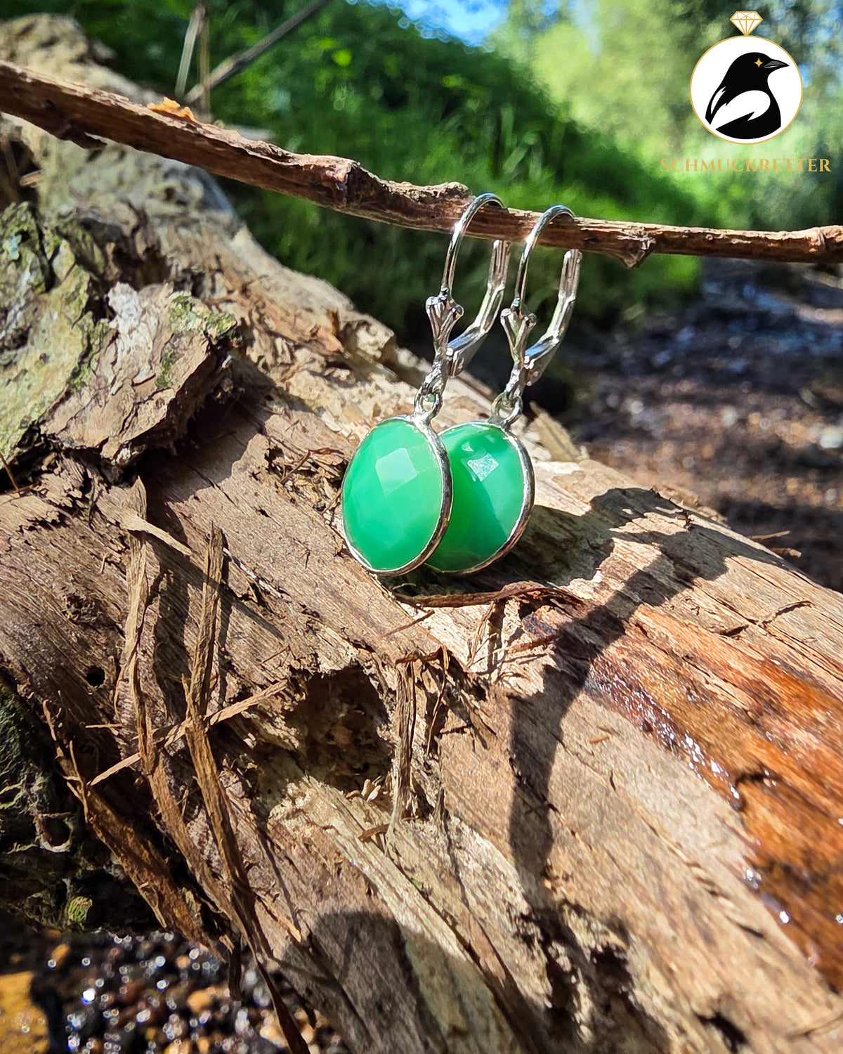 Chrysopras-Ohrringe aus 925 Silber
