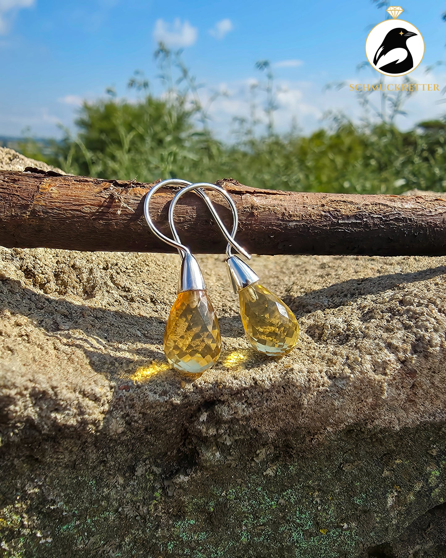 Facettierte Citrin Ohrringe - gefasst in 925 Silber