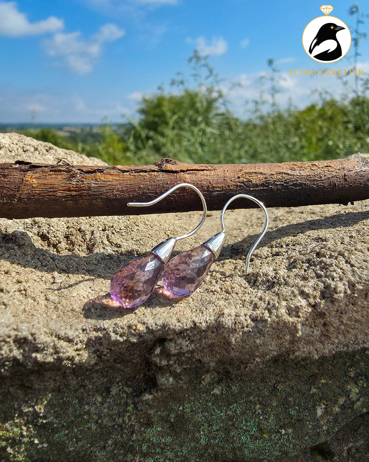 Facettierte Amethyst Ohrringe - gefasst in 925 Silber