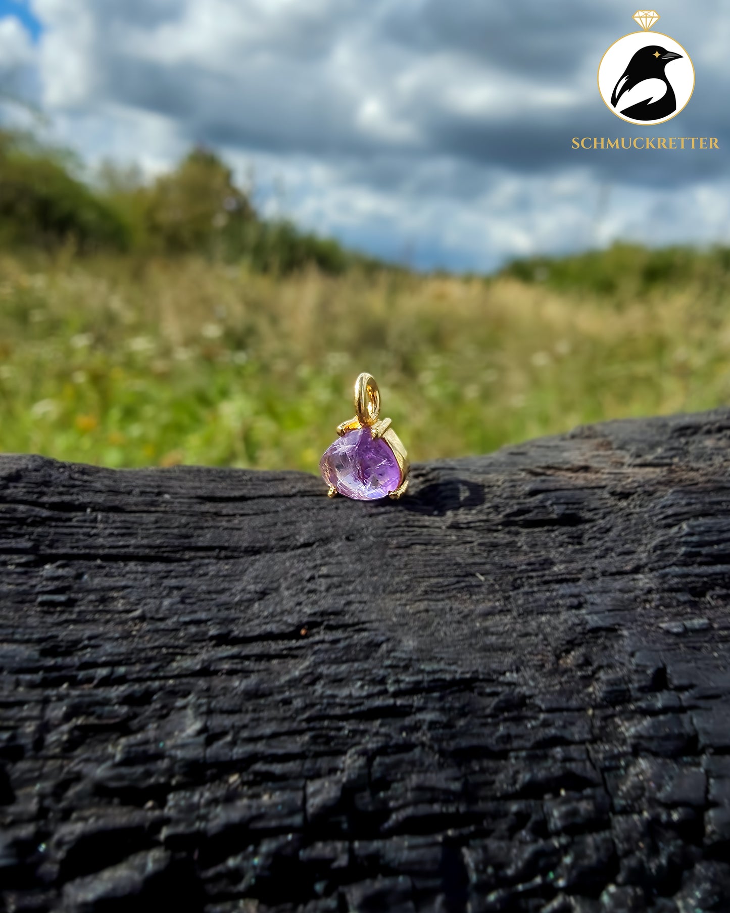 Facettierter Amethyst Anhänger gefasst in vergoldetem 925 Silber