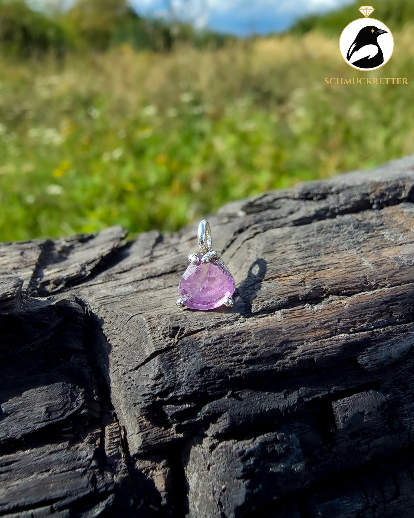 Facettierter Amethyst Anhänger gefasst in 925 Silber
