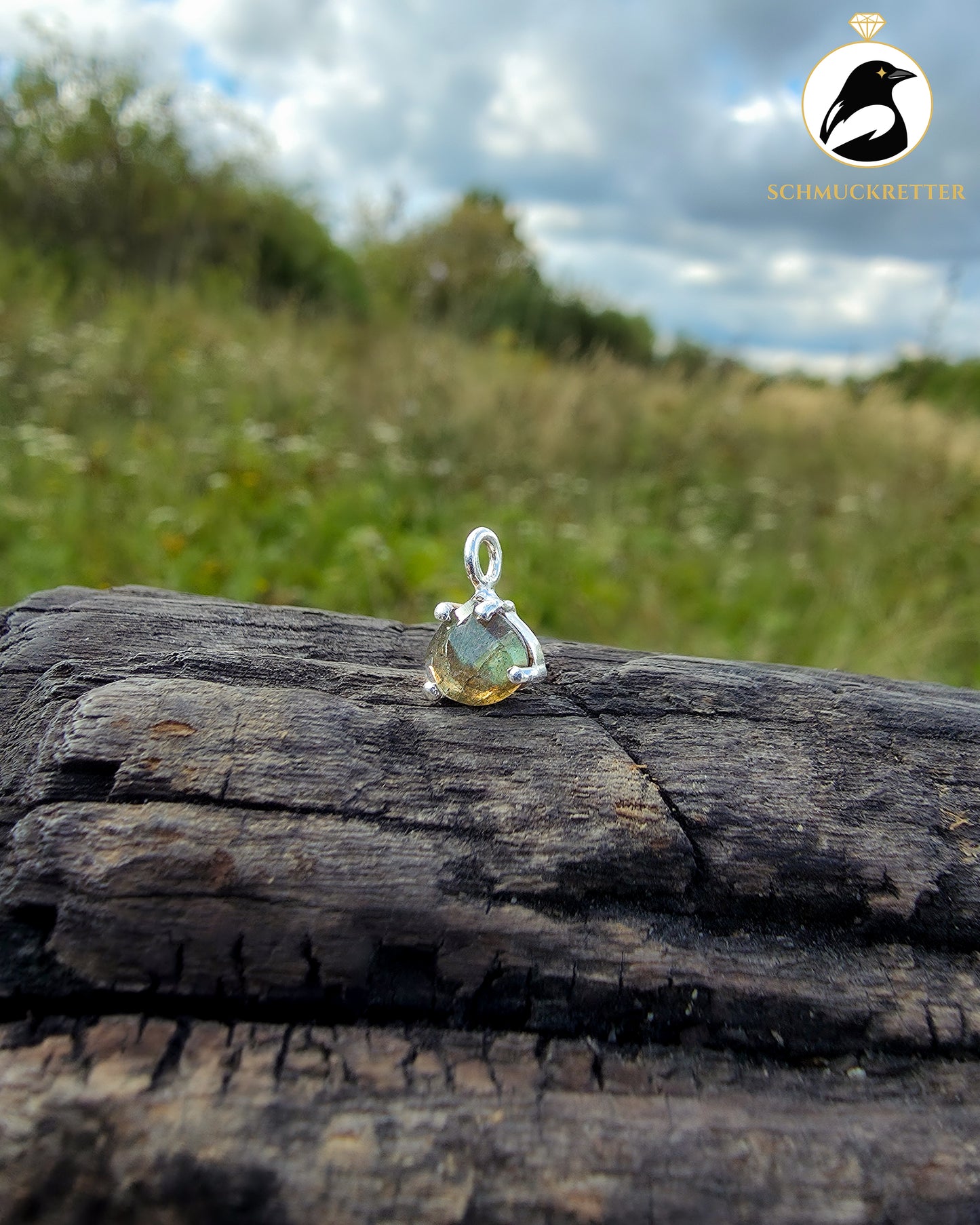 Facettierter Labradorit Anhänger gefasst in 925 Silber