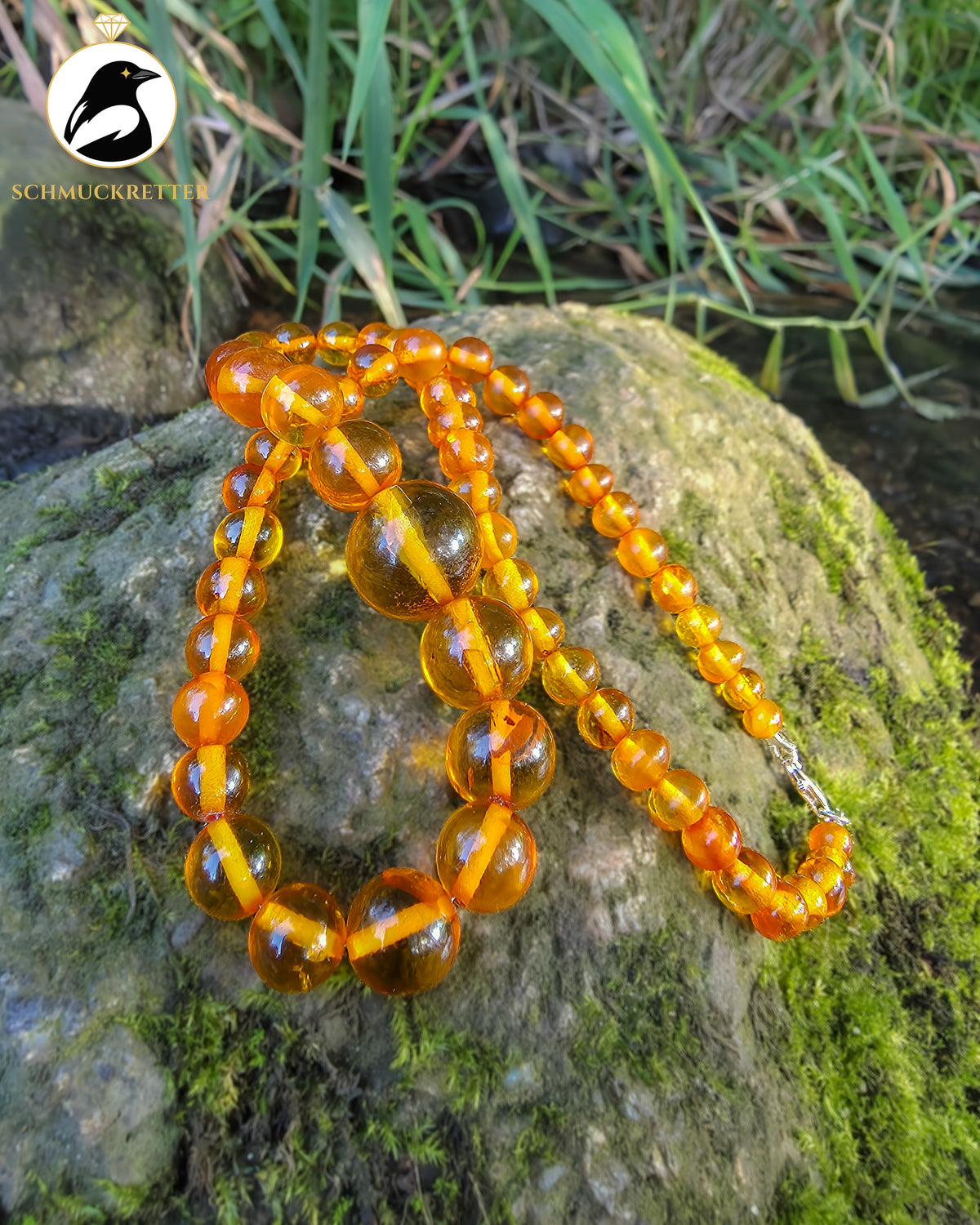 Bernsteincollier mit 925 Silber Verschluss