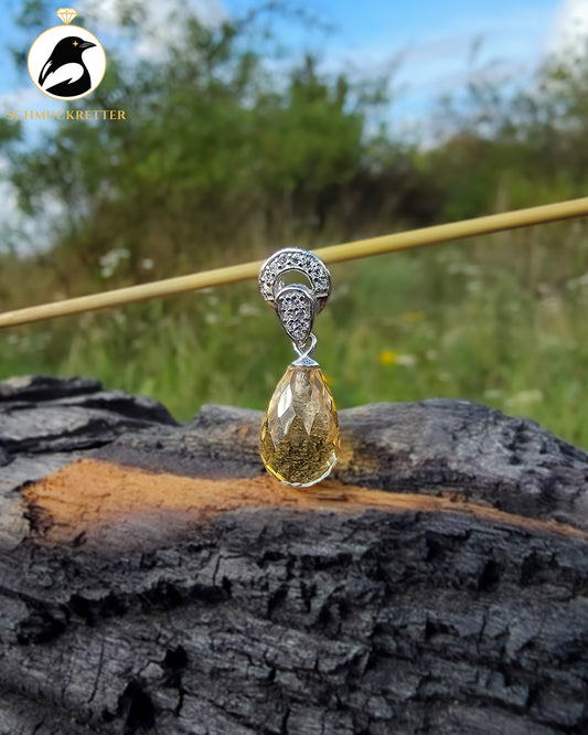 Facettenlicht | 925 Silber Anhänger mit Citrin & Zirkonia