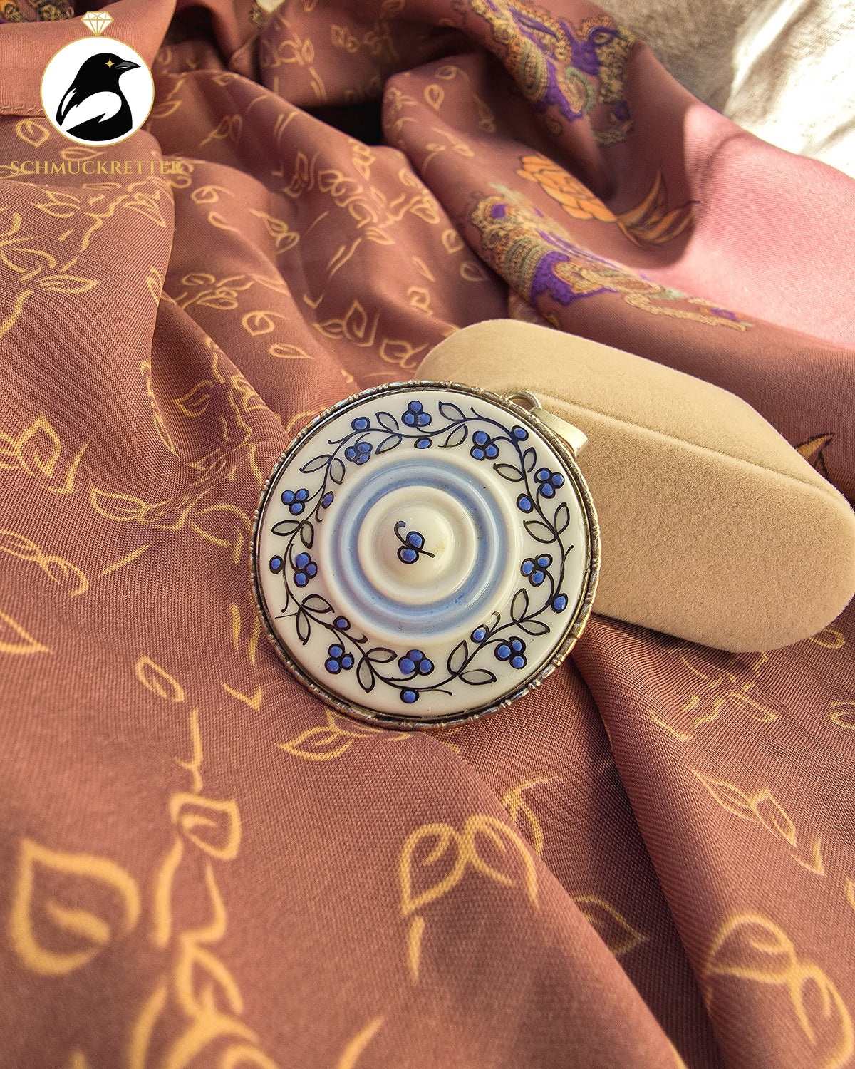 Vintage Porzellananhänger von Rosenthal mit handgemalter Blütenmalerei