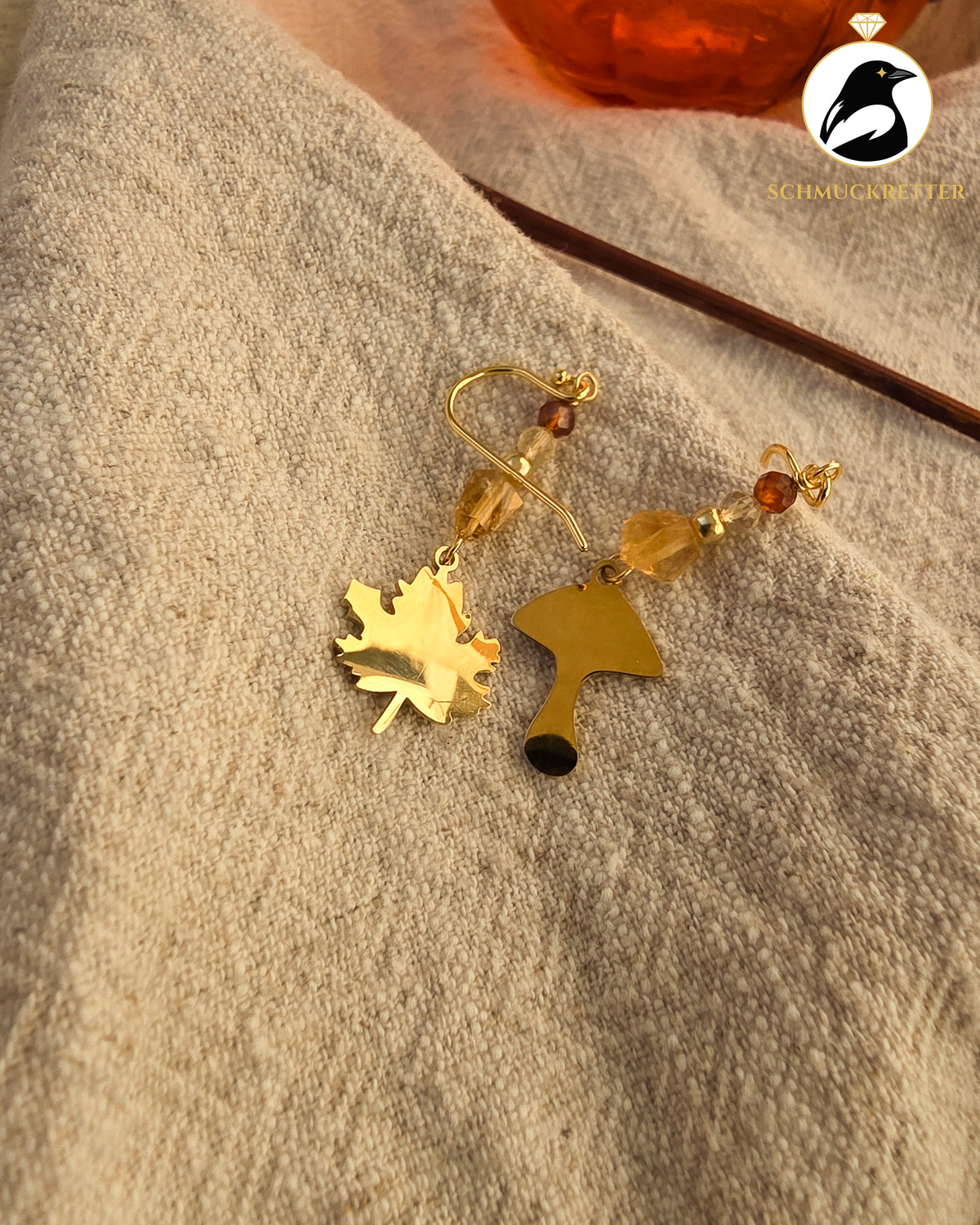 Waldspaziergang | Herbst-Ohrringe mit Citrin & Hessonit · vergoldete 925 Silber Haken