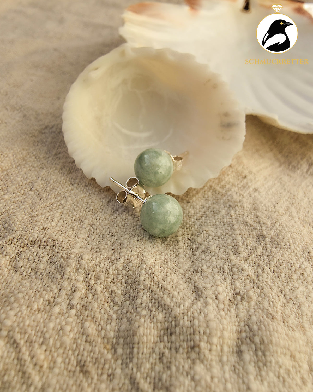 Naturjade Ohrstecker aus 925 Silber