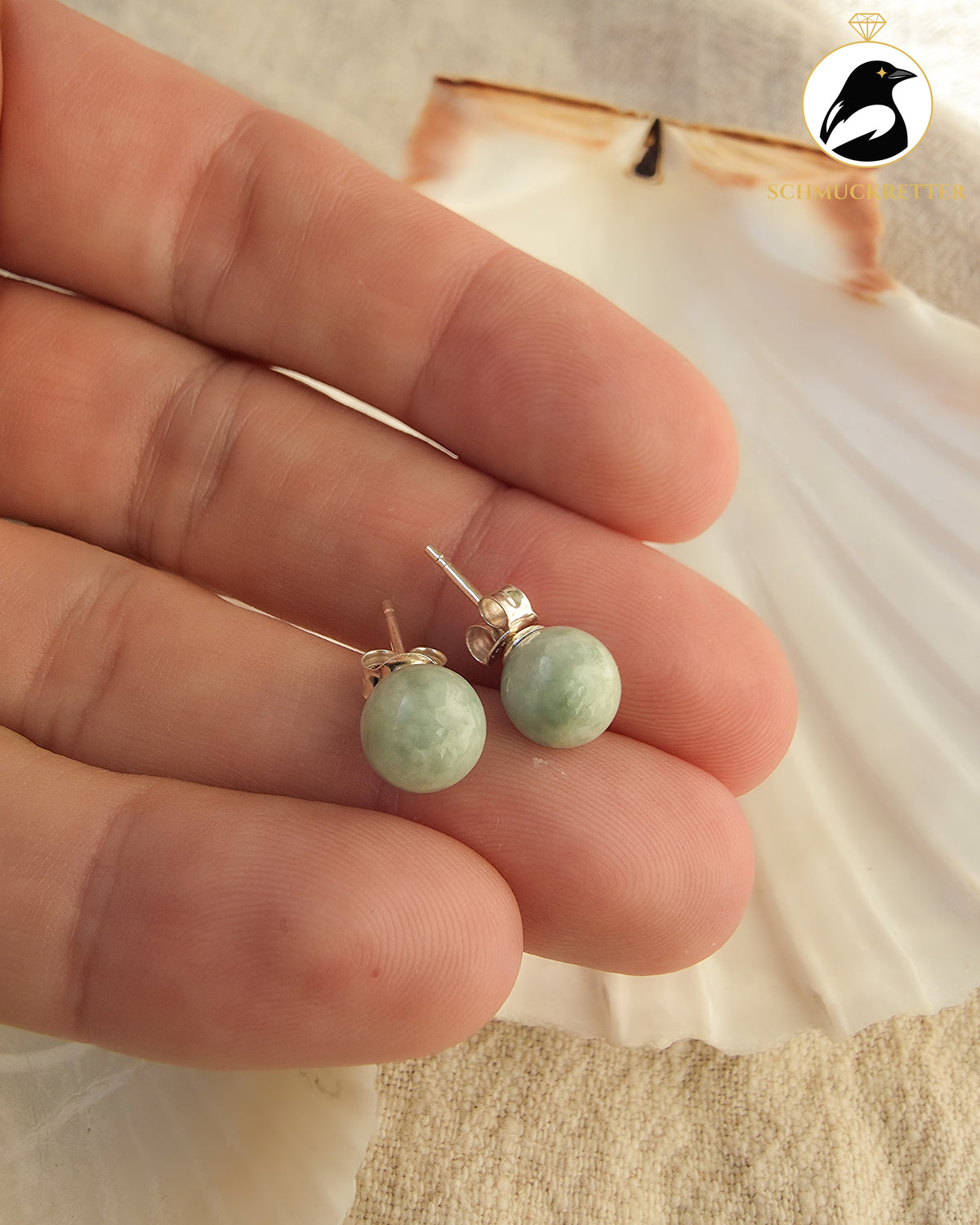 Naturjade Ohrstecker aus 925 Silber