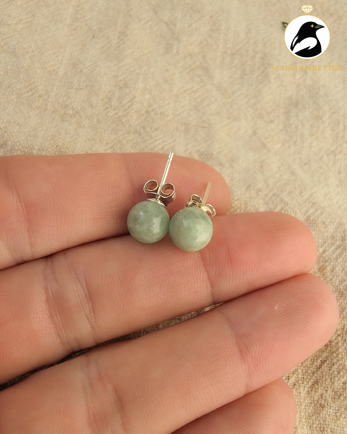 Naturjade Ohrstecker aus 925 Silber