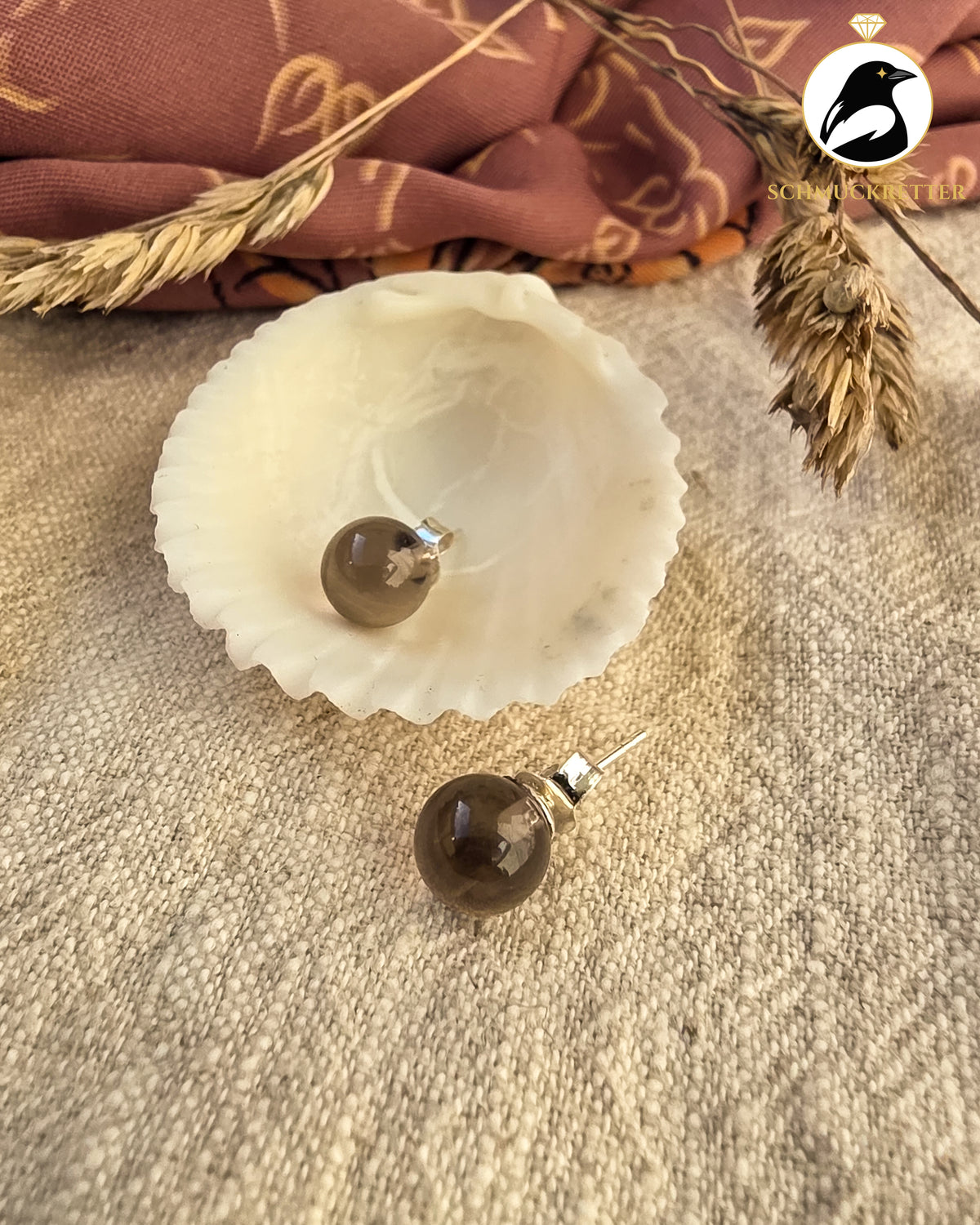 Rauchquarz Ohrstecker aus 925 Silber