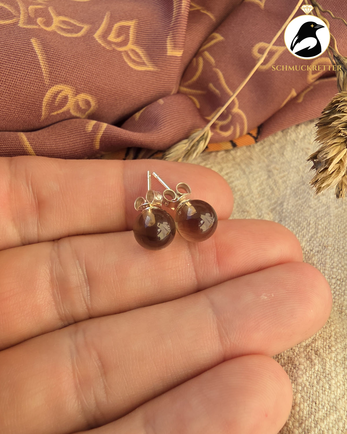 Rauchquarz Ohrstecker aus 925 Silber
